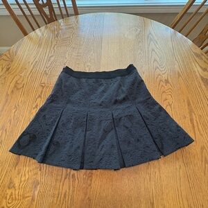 Rebecca Taylor Black Jacquard Pleated Mini Skirt Size 6